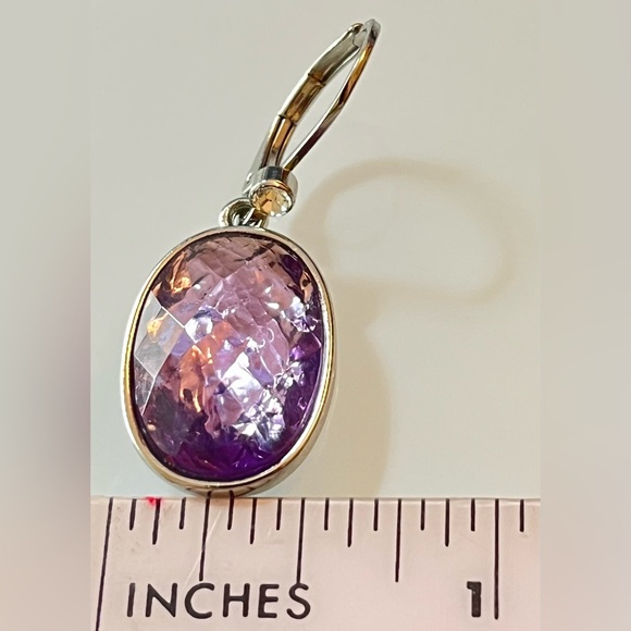 SIMPLY VERA WANG Silver Tone Simulated Purple Stone Leverback Drop Earrings  NWT - Picture 4 of 9
